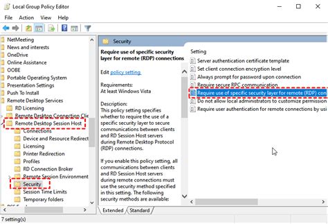 If you select RDP Security Layer, you cannot use Network Level Authentication. . Rdp security layer group policy